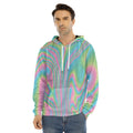 Rainbow Holographic Print Men's Velvet Pullover Hoodie