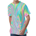 Rainbow Holographic Print Men's Velvet T-Shirt