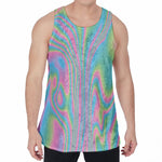 Rainbow Holographic Print Men's Velvet Tank Top