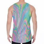 Rainbow Holographic Print Men's Velvet Tank Top