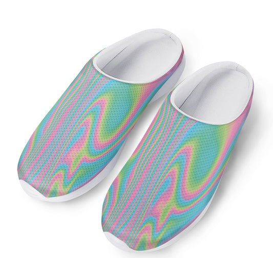 Rainbow Holographic Print Mesh Casual Shoes
