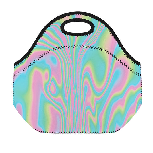 Rainbow Holographic Print Neoprene Lunch Bag