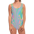 Rainbow Holographic Print One Piece Swimsuit