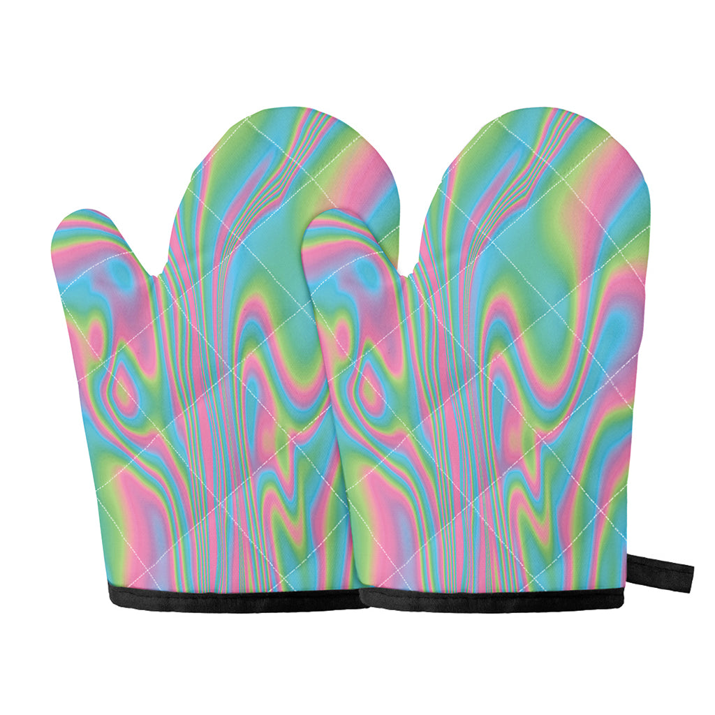 Rainbow Holographic Print Oven Mitts