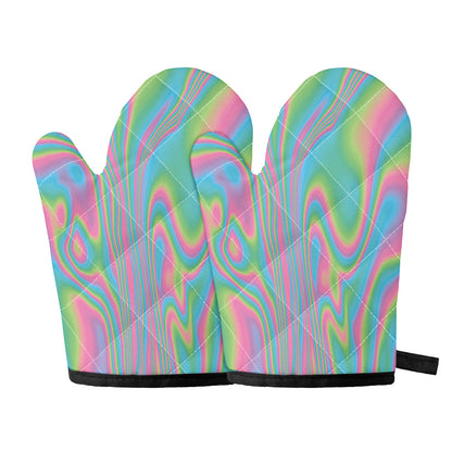 Rainbow Holographic Print Oven Mitts