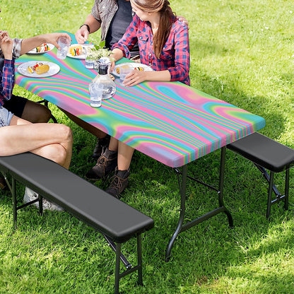 Rainbow Holographic Print Picnic Table Cover