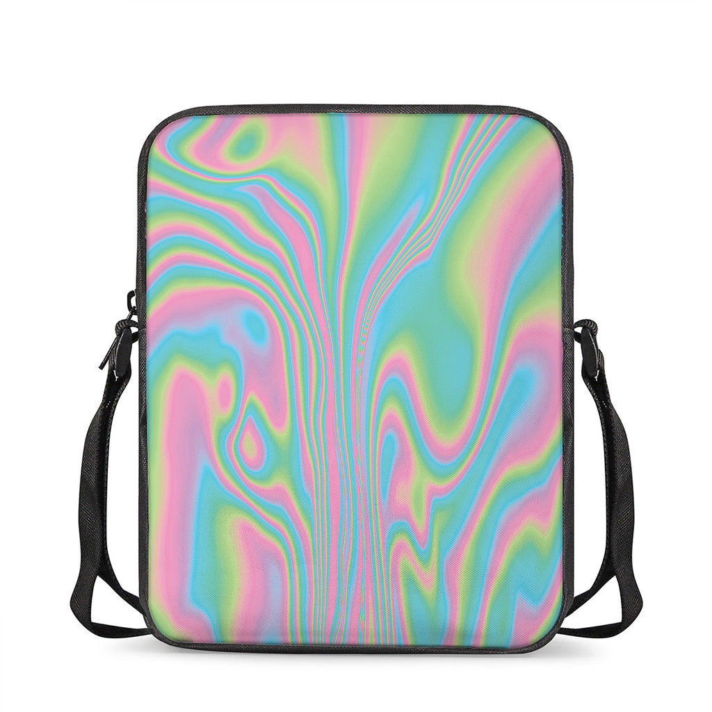 Rainbow Holographic Print Rectangular Crossbody Bag