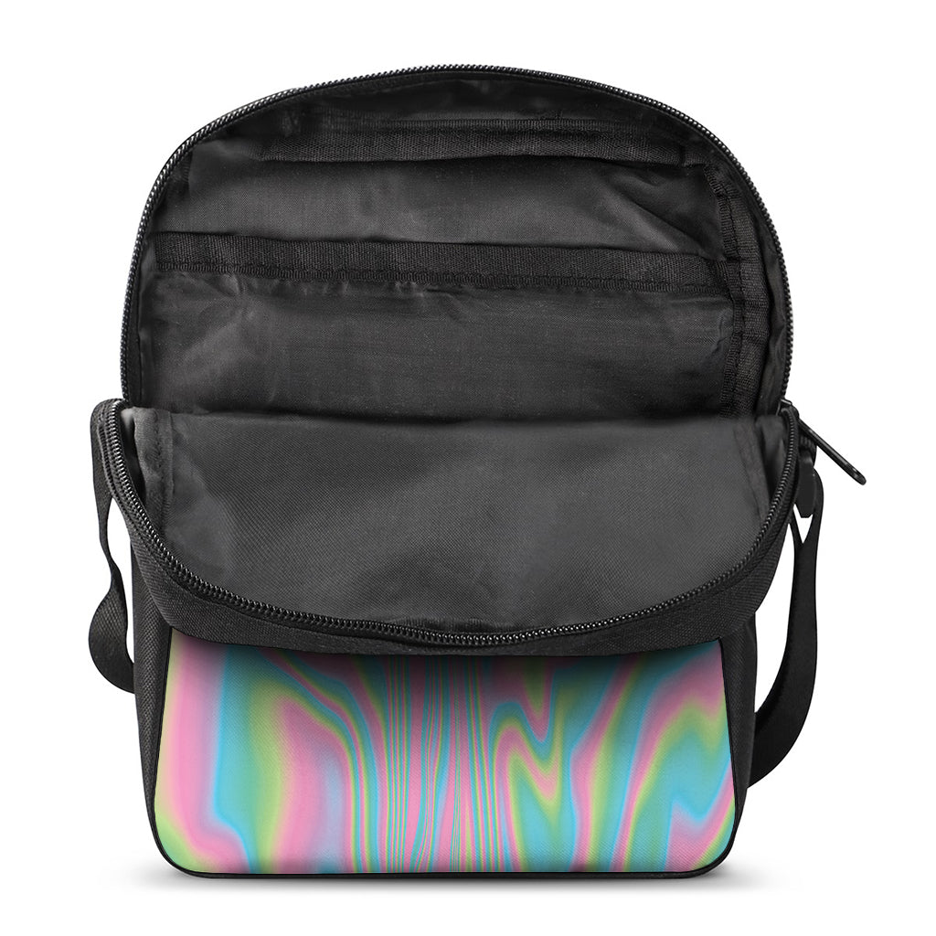 Rainbow Holographic Print Rectangular Crossbody Bag