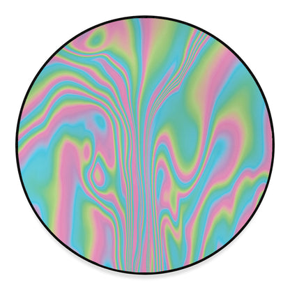 Rainbow Holographic Print Round Floor Mat