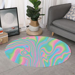 Rainbow Holographic Print Round Rug