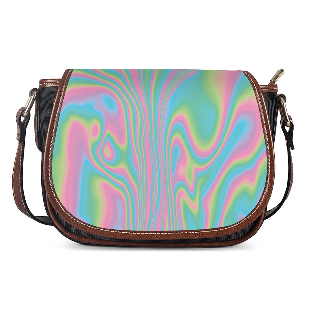 Rainbow Holographic Print Saddle Bag
