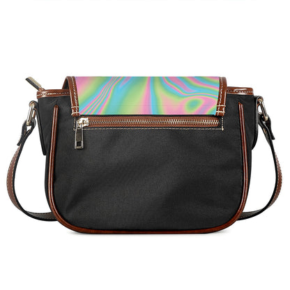 Rainbow Holographic Print Saddle Bag