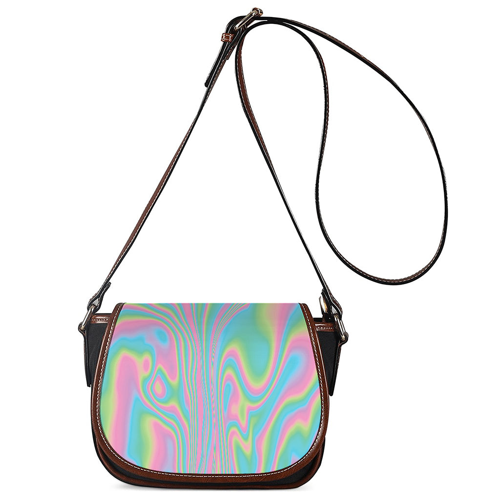 Rainbow Holographic Print Saddle Bag