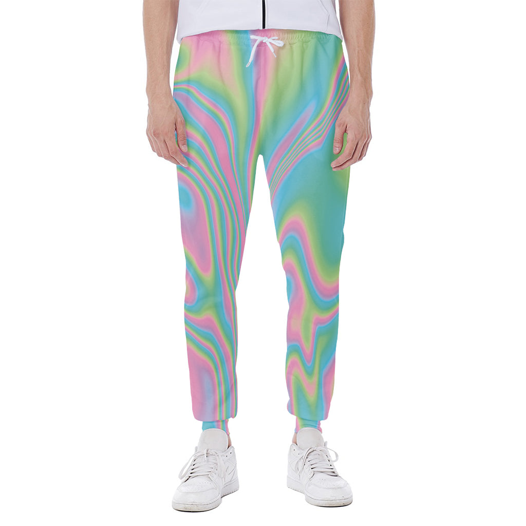 Rainbow Holographic Print Scuba Joggers