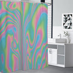 Rainbow Holographic Print Shower Curtain