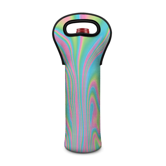 Rainbow Holographic Print Single Neoprene Wine Tote