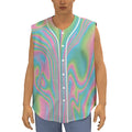 Rainbow Holographic Print Sleeveless Baseball Jersey