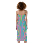 Rainbow Holographic Print Slim Fit Midi Cami Dress