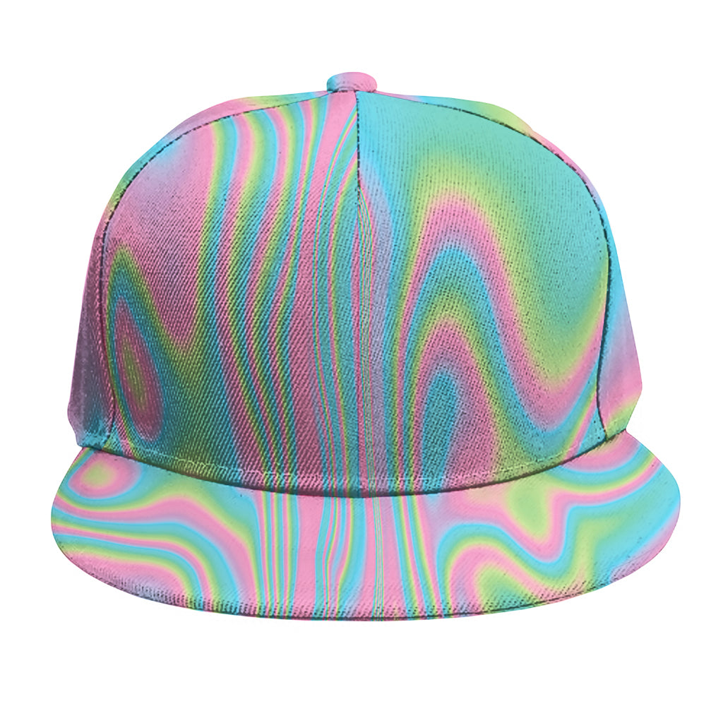 Rainbow Holographic Print Snapback Cap