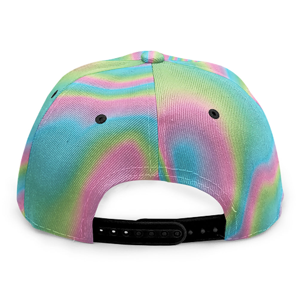 Rainbow Holographic Print Snapback Cap