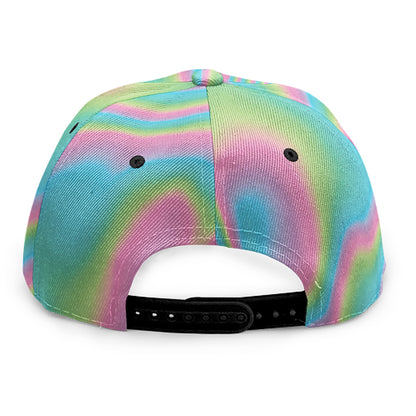 Rainbow Holographic Print Snapback Cap