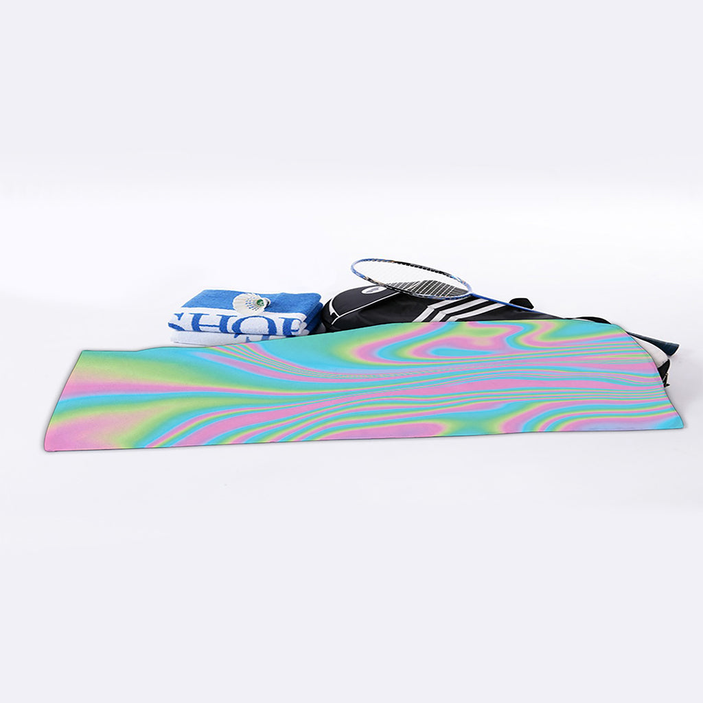 Rainbow Holographic Print Sports Towel