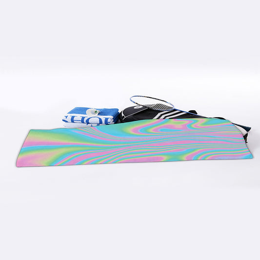 Rainbow Holographic Print Sports Towel