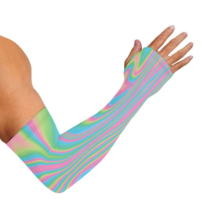 Rainbow Holographic Print Sun Protection Arm Sleeves