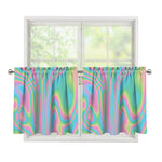 Rainbow Holographic Print Tier Curtains