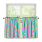 Rainbow Holographic Print Tier Curtains