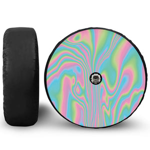 Rainbow Holographic Print Tire Cover With Camera Hole