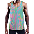 Rainbow Holographic Print Men's Workout Tank Top