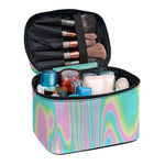 Rainbow Holographic Print Travel Makeup Bag