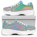 Rainbow Holographic Print White Chunky Shoes