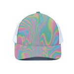 Rainbow Holographic Print White Mesh Trucker Cap