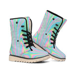 Rainbow Holographic Print Winter Boots