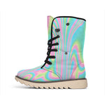 Rainbow Holographic Print Winter Boots