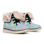 Rainbow Holographic Print Winter Boots