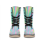 Rainbow Holographic Print Winter Boots