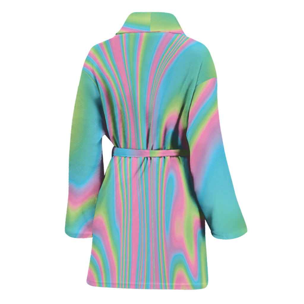 Rainbow Holographic Print Women's Bathrobe