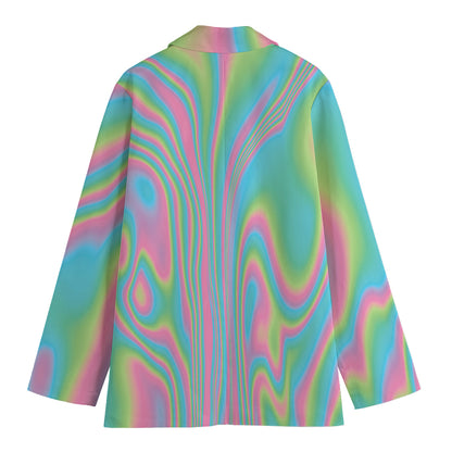 Rainbow Holographic Print Women's Blazer
