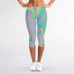 Rainbow Holographic Print Women's Capri Leggings
