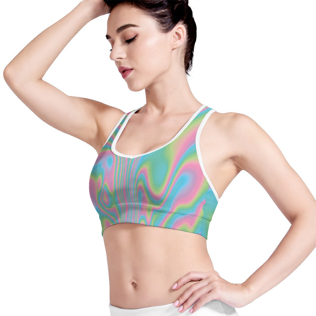 Rainbow Holographic Print Women's Sports Bra