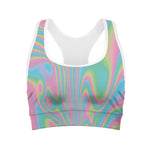 Rainbow Holographic Print Women's Sports Bra