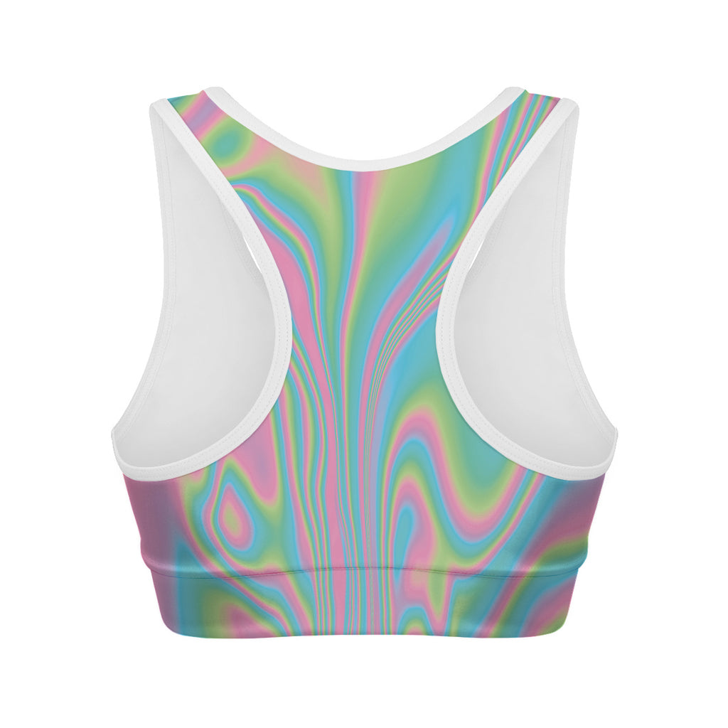 Rainbow Holographic Print Women's Sports Bra