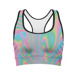 Rainbow Holographic Print Women's Sports Bra
