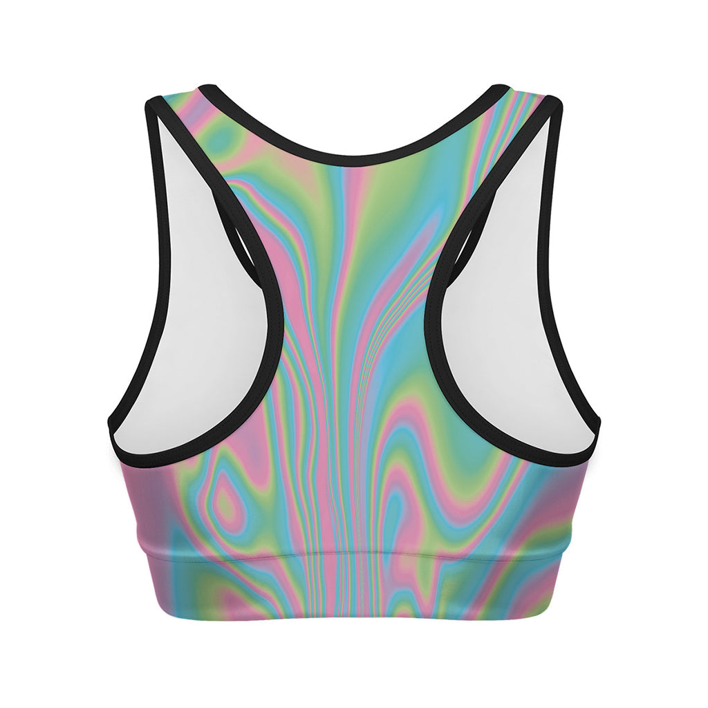 Rainbow Holographic Print Women's Sports Bra