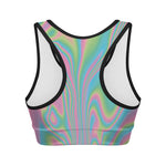 Rainbow Holographic Print Women's Sports Bra