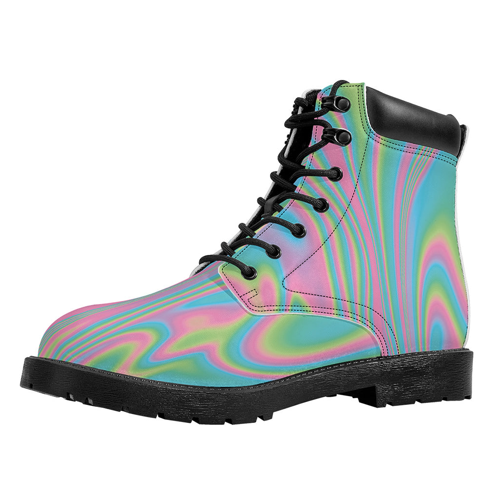 Rainbow Holographic Print Work Boots