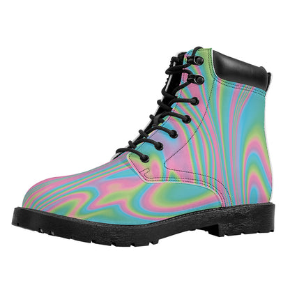 Rainbow Holographic Print Work Boots